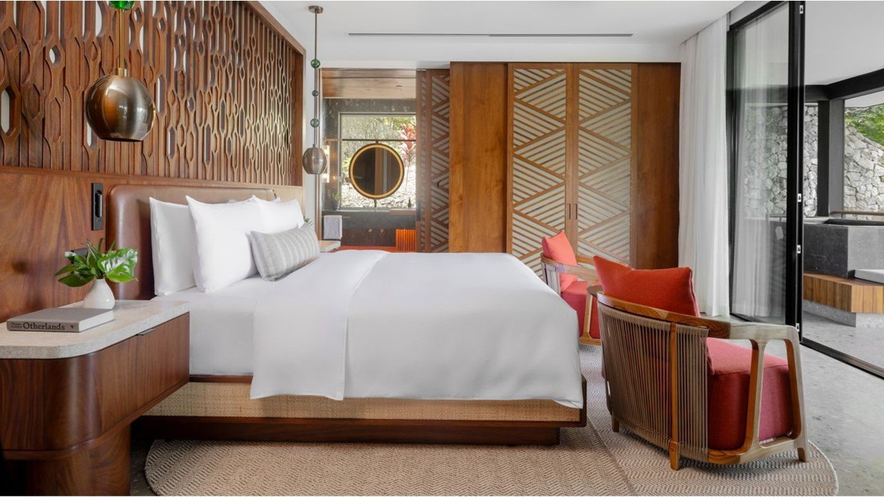habitacion hotel muebles personalizados Colombia cama cabecero mesitas noche