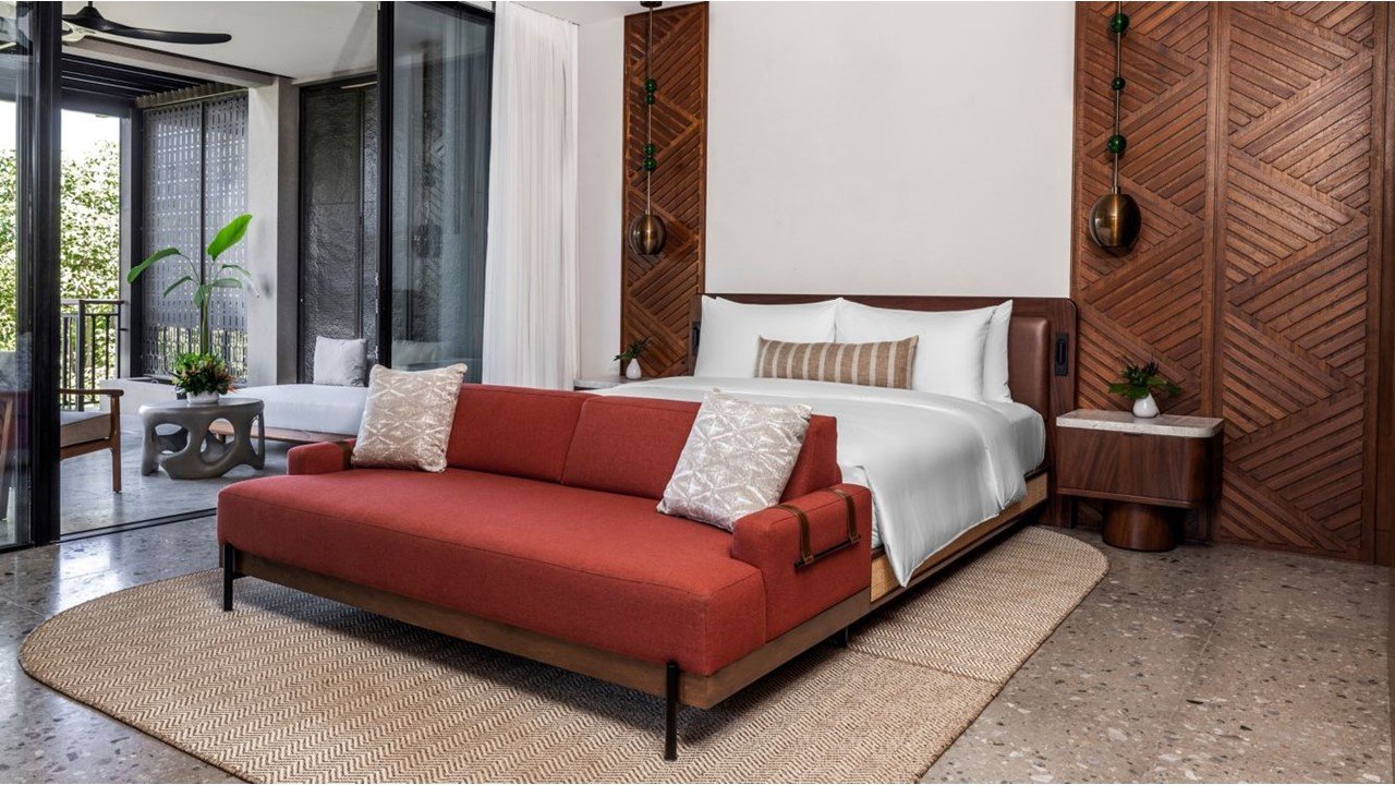 habitacion hotel muebles personalizados Colombia cama cabecero mesitas noche
